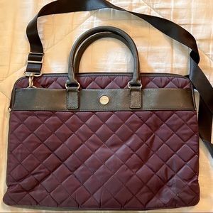 KNOMO laptop briefcase for women. Rich purple color. Excellent quality & design.